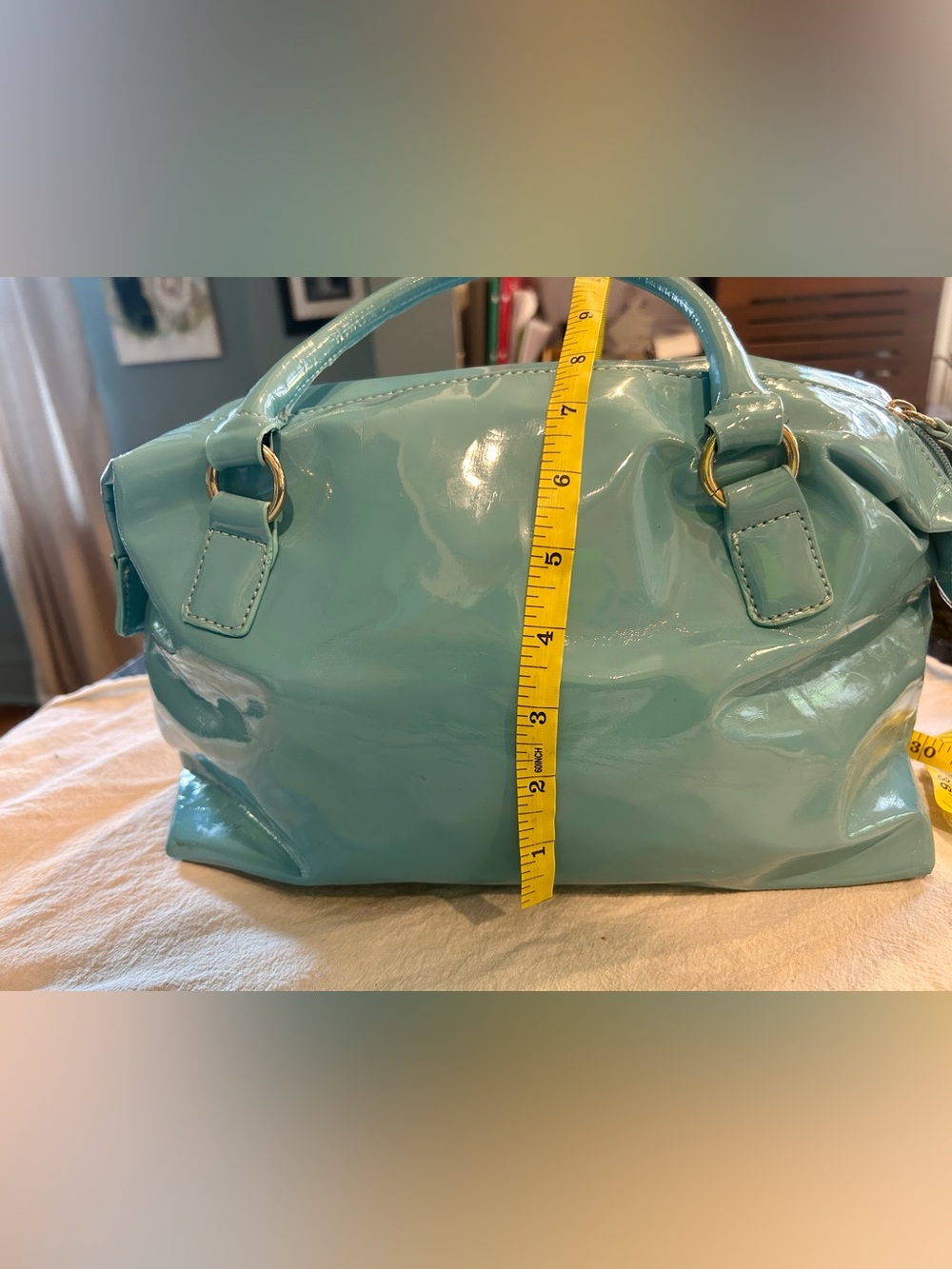 Fabulous Tommy Hilfiger baby blue Patent Satchel- excellent condition. - Picture 4 of 9